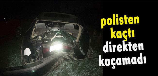 Akçakoca’da kaza: Uygulamadan kaçan otomobil aydınlatma direğine çarparak durdu