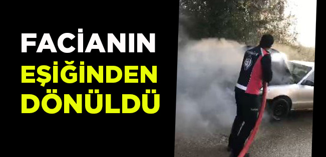 AKÇAKOCA’DA SEYİR HALİNDEKİ ARAÇ ALEV ALDI