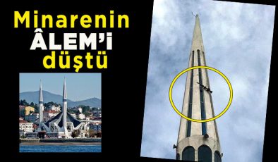 Şiddetli rüzgar Merkez camiinin âlemini devirdi