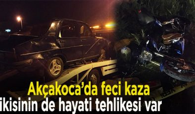 Akçakoca’da korkunç kaza… Motor ve otomobil sürücüleri ağır yaralandı