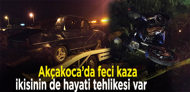 Akçakoca’da korkunç kaza… Motor ve otomobil sürücüleri ağır yaralandı