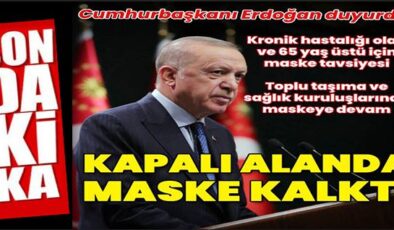 Cumhurbaşkanı Erdoğan açıkladı! Kapalı mekanda maske zorunluluğu kalktı
