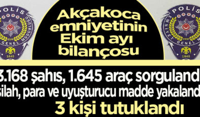 AKÇAKOCA EMNİYETİNDEN EKİM AYI RAPORU…