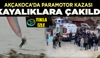 AKÇAKOCA’DA PARAMOTORLA KAYALIKLARA ÇAKILDI