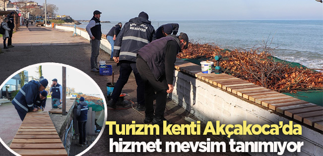 KIŞ ORTASINDA SAHİLE HİZMET: AKÇAKOCA’DA YAZ İÇİN ÇALIŞMALAR ERKEN BAŞLADI