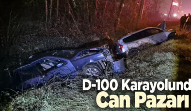 KAZA YAPAN 2 OTOMOBİL KANALA UÇTU: 6 KİŞİ YARALANDI