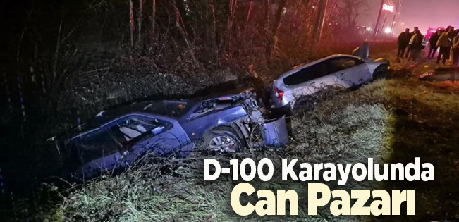 KAZA YAPAN 2 OTOMOBİL KANALA UÇTU: 6 KİŞİ YARALANDI