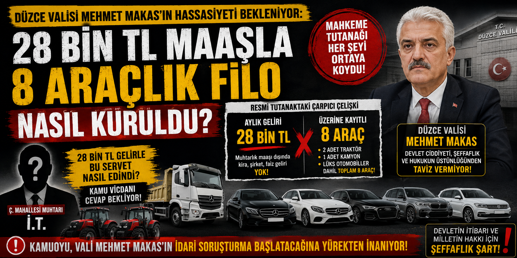28 BİN TL MAAŞLA 8 ARAÇLIK FİLO NASIL KURULDU?.. GÖZLER VALİ MAKAS’TA!