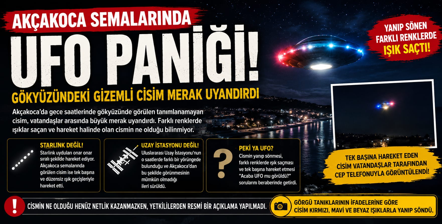 AKÇAKOCA SEMALARINDAKİ GİZEMLİ CİSİM MERAK UYANDIRDI