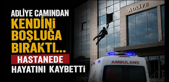 ADLİYE CAMINDAN KENDİNİ BOŞLUĞA BIRAKTI… HASTANEDE HAYATINI KAYBETTİ