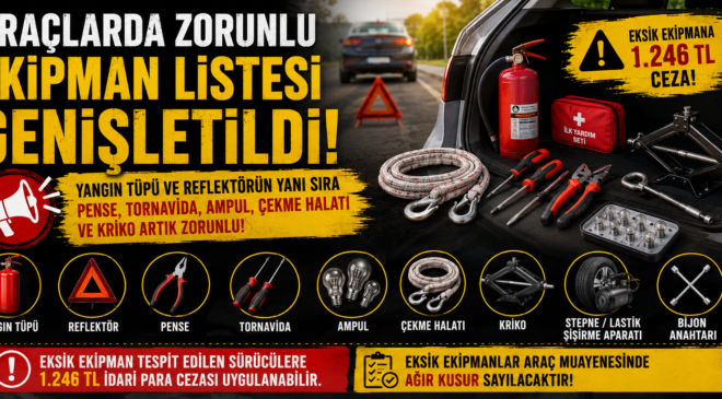ARACINI MUAYENEYE SOKACAKLAR DİKKAT: ZORUNLU EKİPMAN LİSTESİ GENİŞLETİLDİ