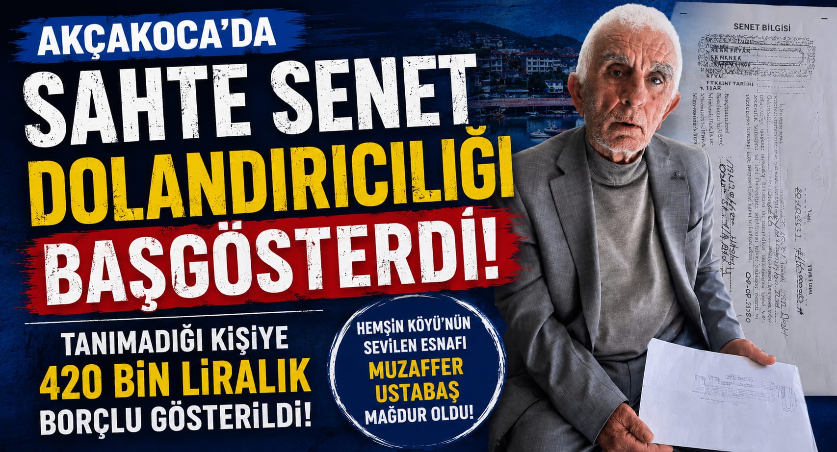 AKÇAKOCA’DA SAHTE SENET KABUSU!.. TANIMADIĞI KİŞİYLE 420 BİN LİRALIK BORÇLU GÖSTERİLDİ