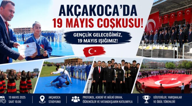 AKÇAKOCA’DA 19 MAYIS COŞKUSU STADYUMA TAŞTI
