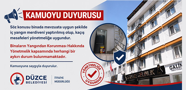 DÜZCE BELEDİYESİ’NDEN YANGIN MERDİVENİ İDDİALARINA YALANLAMA!..
