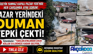 PAZAR YERİNDEKİ YAKMA İŞLEMİ YÜZÜNDEN ÇEVRE BİNALAR CAMI BALKONU KAPATMAK ZORUNDA KALIYOR