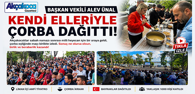 AKÇAKOCA TEK YÜREK OLDU: MİLLİ TAKIM HEYECANI AMFİ TİYATROYA SIĞMADI