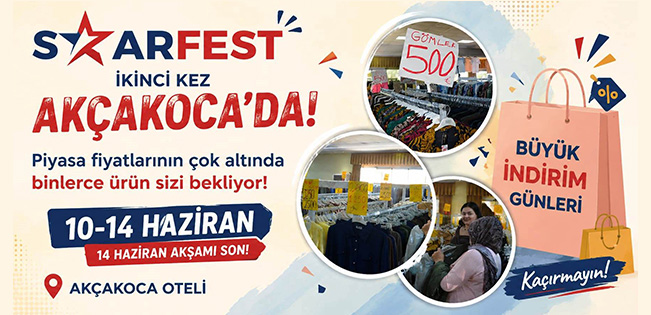 STARFEST İKİNCİ KEZ AKÇAKOCA’DA: İNDİRİM STANTLARINA YOĞUN İLGİ